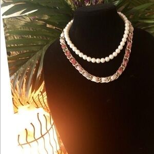 🌸Pearl & Braided fabrick necklace💕💝💐